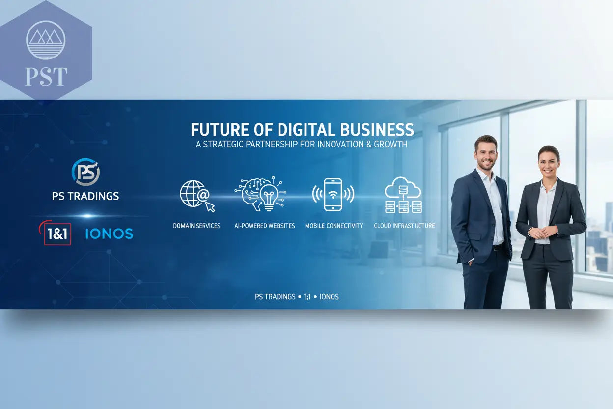 Mit PS Tradings Partner von 1&1 & IONOS Domain KI Website Mobil Internet Hosting & Cloud Lösungen genießen & private Projekte & Business skalieren - PST PS Tradings